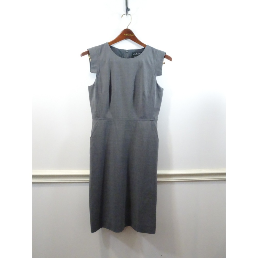 J.Crew Italian Stretch Wool Tollegno 1900 Grey Sheath Dress Size 6 Cap Sleeve